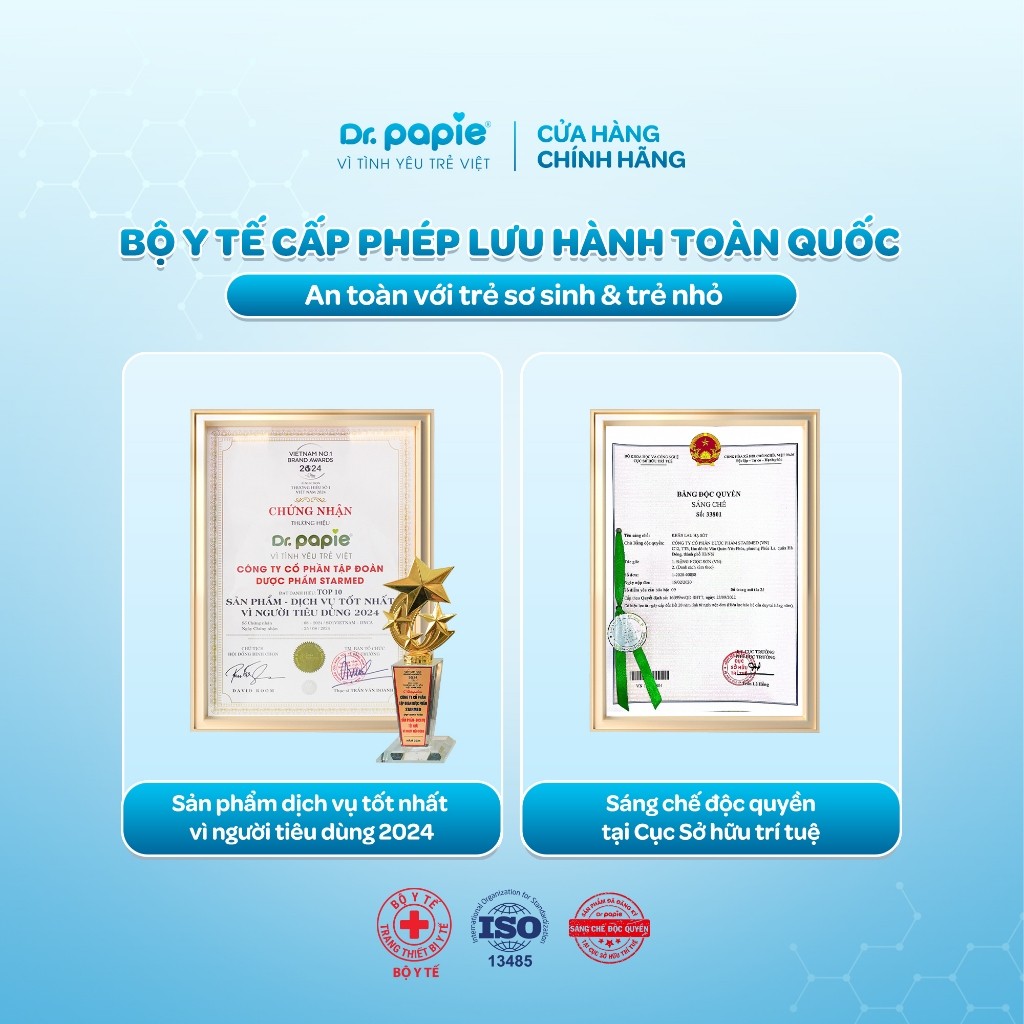 Combo 2 Khăn Hạ Sốt Cho Bé 3 Tháng Chiết Xuất Thảo Dược Giảm Sốt Chuẩn Nhi Khoa Ngừa Co Giật Dr.Papie (25 khăn/hộp)