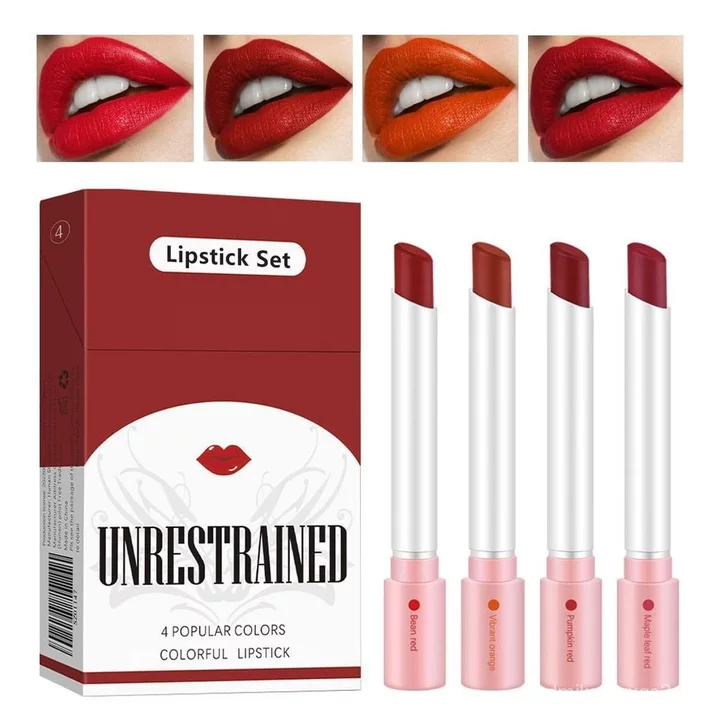 Son môi mờ 4 màu, Son nhuộm môi, Son môi Labiales Mate Velvet 24 giờ Ống lâu trôi & chống thấm nước, Kem dưỡng ẩm màu đỏ ooth Lip Stick Coetic