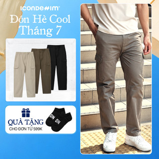 Quần Kaki Túi Hộp Nam ICONDENIM Form Ống Suông, Tag Kim Loại ICDN Cá Tính QKID0042