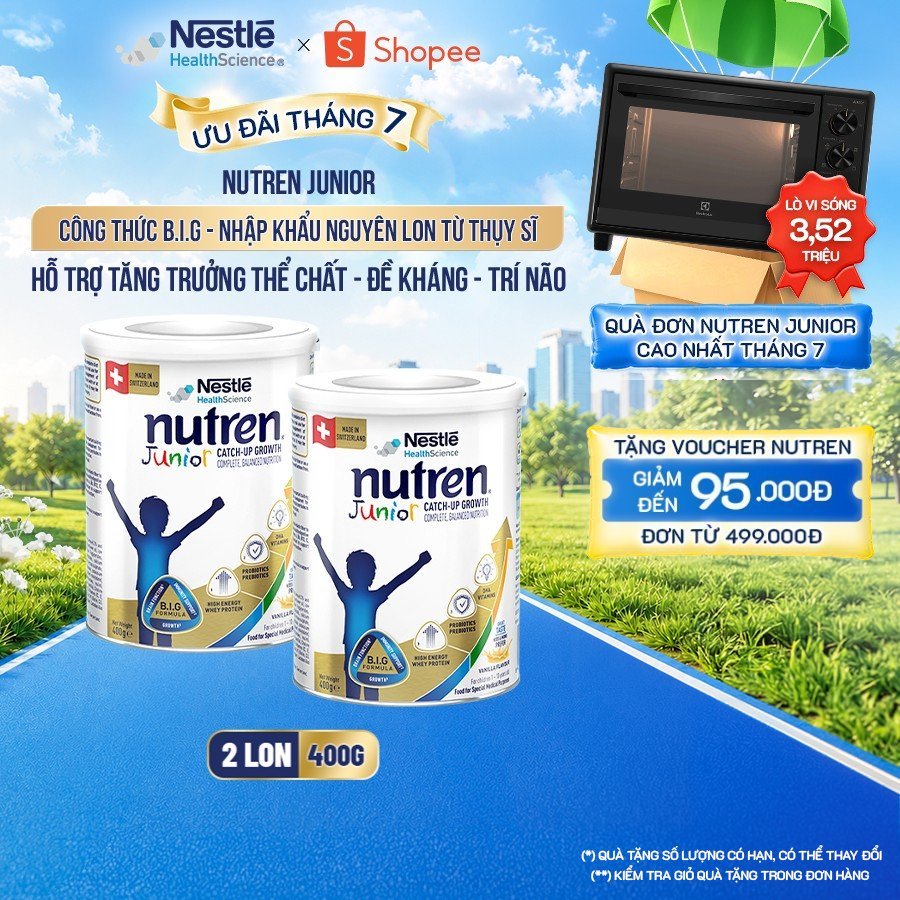 Bộ 2 Sữa Bột NESTLÉ NUTREN JUNIOR Thụy Sĩ Với Công Thức BIG Hỗ Trợ Tăng Trưởng Cho Bé 400G