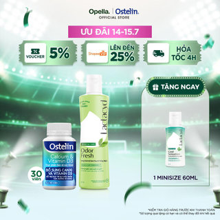 Ostelin Viên Uống Hỗ Trợ Bổ Sung Calcium & Vitamin D3 30 viên + DDVS Phụ nữ Lactacyd Odor Fresh 250ml