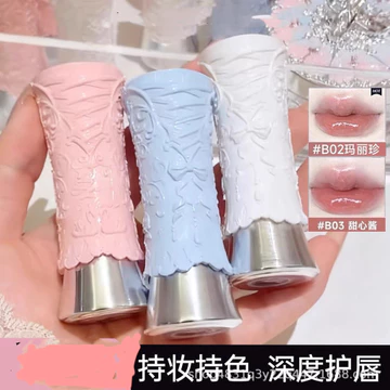 Flower Knows Swan Ballet Solid Lip Glaze Lip Gloss Mirror Dưỡng Ẩm Son Môi Dễ Màu Nước Bóng Plump Jelly Trang Điểm