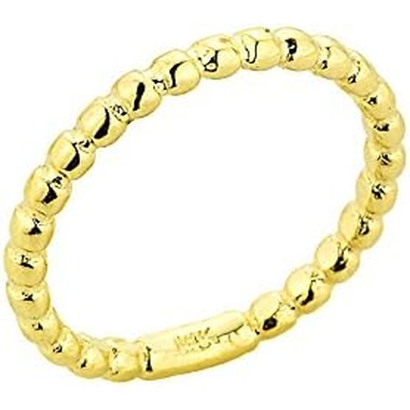 Nhẫn đương đại hiện đại Dainty 10k Vàng Vàng Giữa Ngón Tay Đính Hạt Nhẫn, Kích Thước 7.75