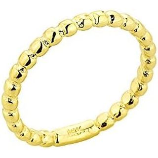 Nhẫn đương đại hiện đại Dainty 10k Vàng Vàng Giữa Ngón Tay Đính Hạt Nhẫn, Kích Thước 7.75