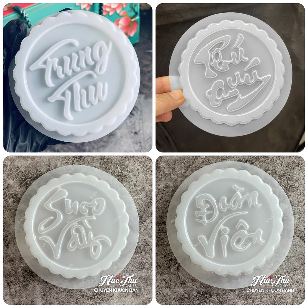 Combo 4 Khuôn Trung Thu chữ Trung Thu, Đoàn Viên, Phú Quý, Sum Vầy (cắt khuôn sẵn) - dùng làm bánh rau câu, ép xôi