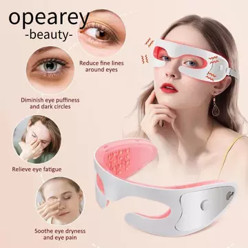 Máy mát xa mắt chống lão hóa OPEAREY, Công nghệ massage trị liệu ánh sáng đỏ Máy mát xa mắt LED, Loại bỏ quầng thâm Massage rung Thư giãn cơ Làm đẹp Công cụ chăm sóc mắt