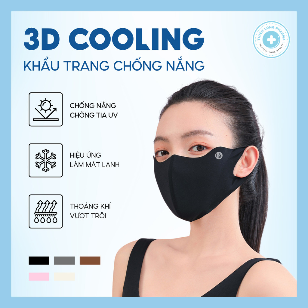 Khẩu Trang Chống Nắng 3D Cool LADICARE UPF50+, Vải Lụa Băng Mát Lạnh Chống Tia UV 99%, Mỏng Nhẹ Thoáng Khí