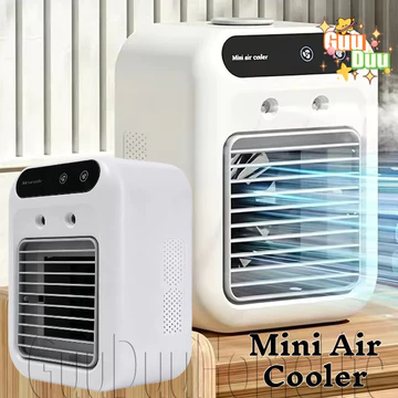 [GUUDUU] Quạt tuần hoàn tạo độ ẩm để bàn - Quạt phun sương 5 lỗ - Bộ làm mát không khí Mini sạc USB - Bộ làm mát gió 3 lỗ - Quạt làm mát mùa hè với đèn 7 màu / Giao hàng miễn phí