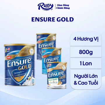ENSURE GOLD 800g Vani, Ít Ngọt, Lúa Mạch, Hạnh Nhân (Chay) - Sữa Bột Cho Người Lớn, Người Cao Tuổi