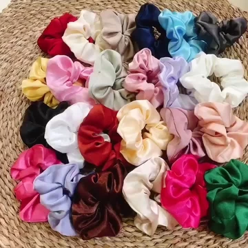 Scrunchies lụa cột tóc màu pastel trơn cao cấp Acantha- Dây buộc tóc scrunchie set dễ thương sang trọng