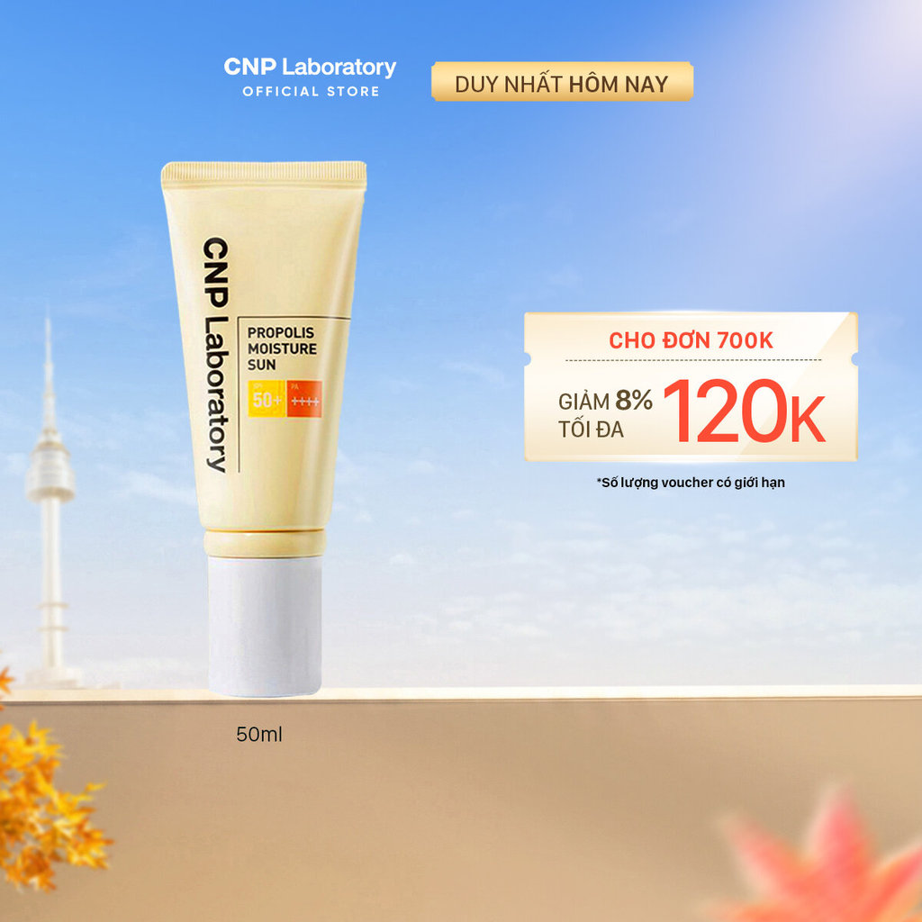 Kem chống nắng keo ong cấp ẩm cho da hỗn hợp thiên khô CNP Propolis Moisture Sun 50ml