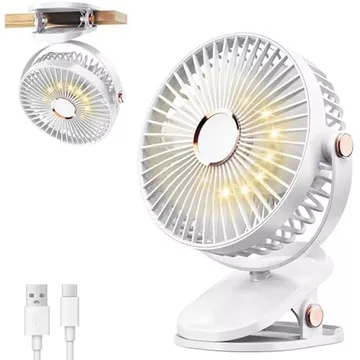 Quạt kẹp di động INeibo 4000mAh có đèn LED, Quạt để bàn USB chạy bằng pin, bàn Mini có thể sạc lại 4 tốc độ yên tĩnh, 360° Xoay quạt làm mát cá nhân cho văn phòng tại nhà