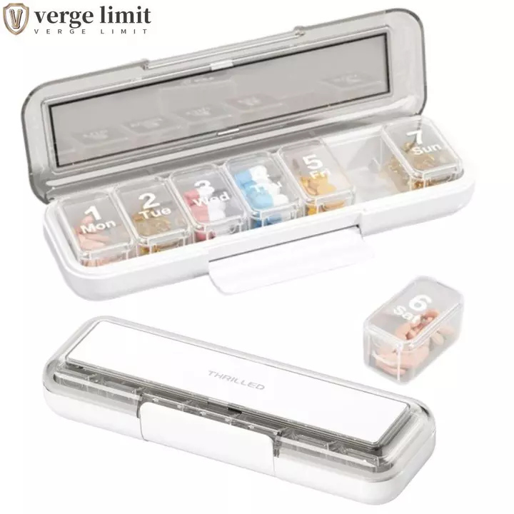 verge limit Hộp đựng thuốc hàng tuần VERGE LIMIT, Hộp đựng thuốc kín 7 lưới, Hộp đựng thuốc chống ẩm tiện lợi chống bụi cấp thực phẩm 7 ngày Hộp đựng thuốc gia đình