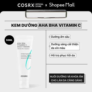 COSRX Kem dưỡng Refresh AHA BHA Vitamin C Daily Cream 50ml