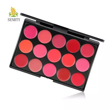Bảng Son Môi Mờ SENRTY Có Gương, Cốc Chống Dính Chống Thấm Nước 15 Màu Son Bóng, Son Tint Mud Beauty Dưỡng Ẩm Lâu Dài Son Men Mỹ Phẩm Hàn Quốc