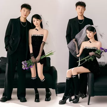 Phong Cách Mới Studio Ảnh Chủ Đề Cặp Đôi Trong Nhà Đen Retro Người Nổi Tiếng Con Gái Công Chúa Đầm Chụp Ảnh Đám Cưới Ảnh Trang Phục