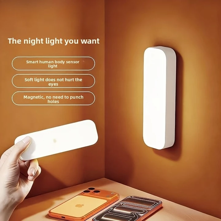 1 / 2 / 3 Đèn LED thông minh Cảm biến cơ thể con người, Đèn ngủ hình chữ nhật, Bộ đèn cảm biến trong nhà, Từ tính + Treo Dễ dàng lắp đặt, Đèn tủ văn phòng, Đèn tủ, Trang trí chiếu sáng RV, Chiếu sáng