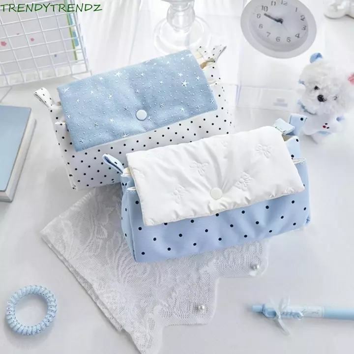 Túi đựng bút phong cách Hàn Quốc TRENDYTRENDZ, Túi đựng bút chì dung tích lớn Hộp đựng bút chì chấm bi, Túi đựng mỹ phẩm Văn phòng phẩm đơn giản nhiều lớp Y2K Túi văn phòng phẩm nơ ngôi sao Văn phòng 