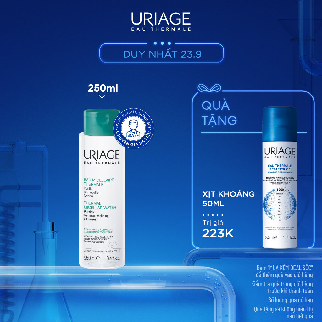 Tẩy trang dưỡng khoáng cho da dầu, mụn URIAGE EAU MICELLAIRE THERMALE PMG 250ml