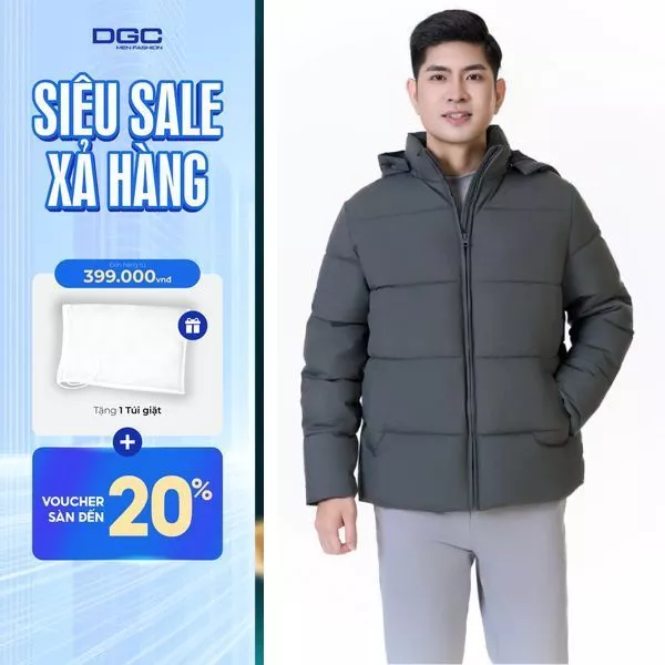 Áo khoác nam mũ rời WAJKBD157M - Áo chần bông ngang 3 lớp, phối họa tiết lót trong cao cấp DGCs — ảnh 1