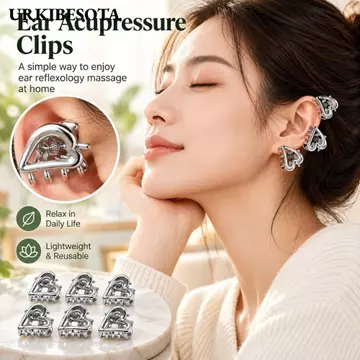 URKIBESOTA 6 Kẹp bấm huyệt tai, Kẹp bấm huyệt tai hình trái tim có tay cầm lò xo, Móng vuốt hàm răng có thể tái sử dụng loại bạc ‐ tông màu bạc Kẹp bấm huyệt tai Sử dụng trong gia đình