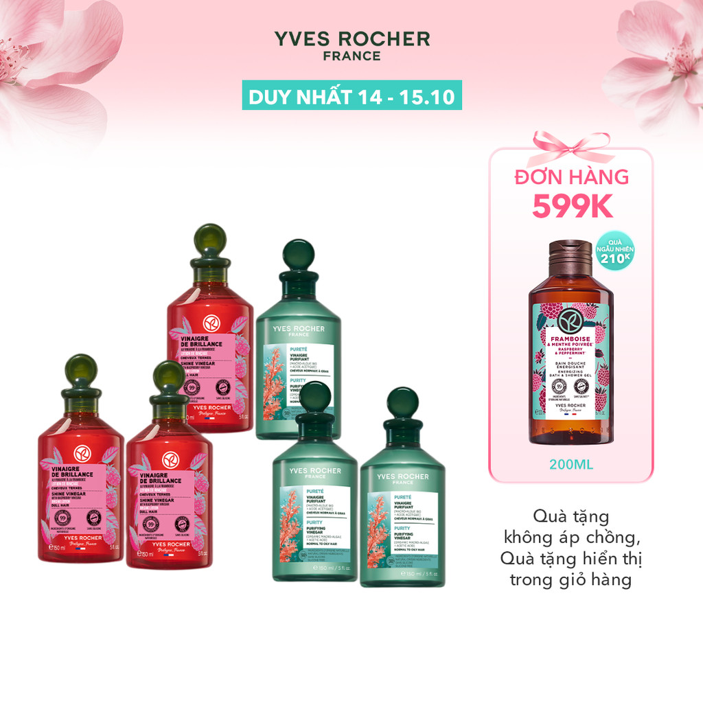 Giấm xả tóc thanh lọc da đầu & bóng khoẻ tóc Yves Rocher (nhiều phân loại)
