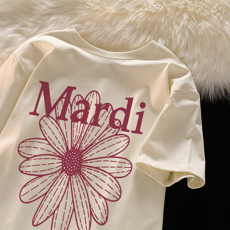 Kanos_shop | áo nữ cá tính, Hàn quốc dễ thương đa năng Flower print 100% cotton áo sơ mi tay ngắn