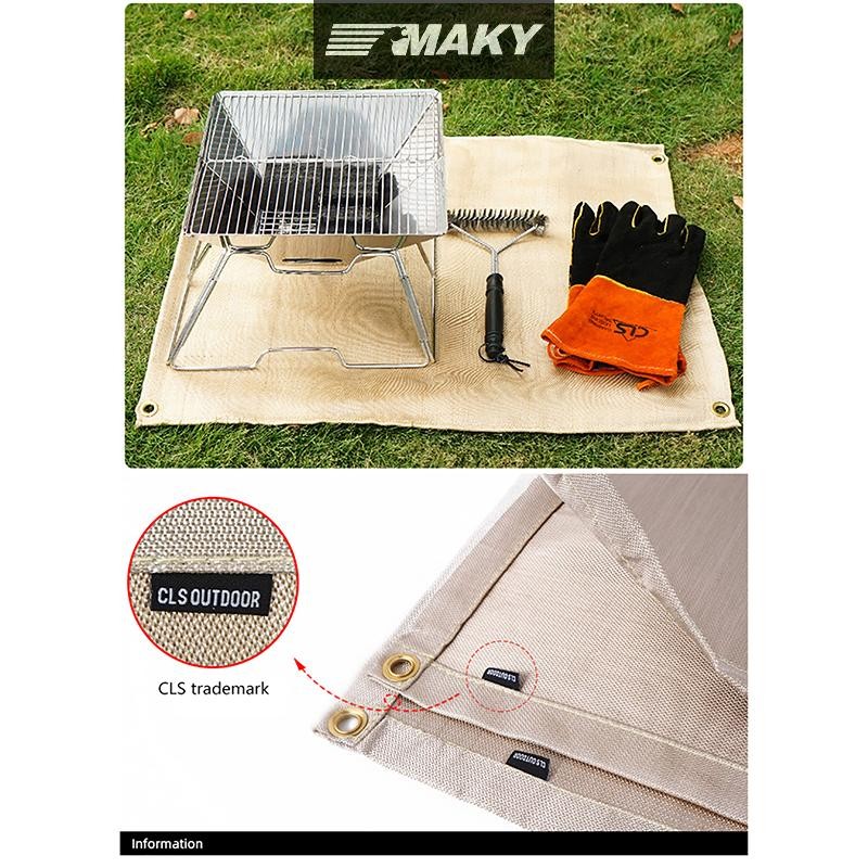 Newwellknownepic Cắm Trại Ngoài Trời Vải Chống Cháy BBQ Chăn Cháy Thảm Cách Nhiệt Chống Cháy Sợi Thủy Tinh VN