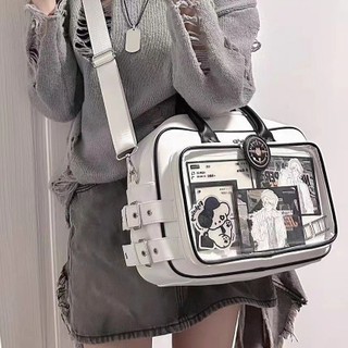 Túi đeo vai itabag nữ PVC trong suốt màu đen trắng mới của Hàn Quốc