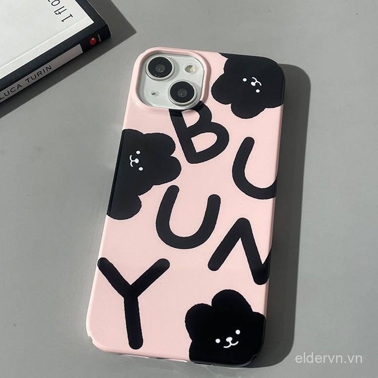 Ốp Điện Thoại QYJS Thỏ Đen Dễ Thương Thích Hợp Cho IPhone 17 16 15 14 13 ProMax 11 12 PRO X XS XR XSMAX 7 8 PLUS 14 15 16 plus 17 AIR Vỏ Cứng Phim Sáng Bóng QPZZ