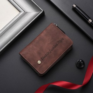 Da PU Phong Cách Ngắn Nam Ví Đơn Giản Nhiều Thẻ Hộp Đựng Thẻ Ngân Hàng Dây Kéo Tiền Mặt Ví Đựng Tiền Xu