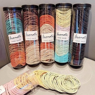 Hộp 100 dây thun, chun buộc tóc, chất liệu cao su, nhiều màu sắc dễ thương