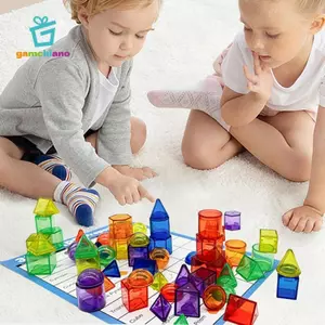 Gamchiano Khối xây dựng màu mờ, Chất rắn hình học, Hoa văn màu, Khối hình giác quan, Montessori cho trò chơi tại nhà, 60