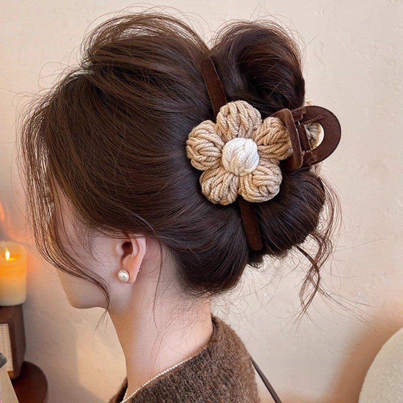 Kẹp Tóc Nơ Màu Cà Phê Thu Đông Sang Trọng Kẹp Tóc Nữ