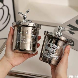 Hũ Thuỷ Tinh Sang Trọng nắp Gấu Bearbrick, Gạt Tàn Văn Phòng Cao Cấp. Hạo Khoa shop