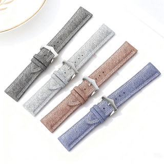Vintage Denim Nylon Vải Da Thật Chính Hãng Dây Đeo Đồng Hồ 18mm 20mm 22mm Vải Đồng Hồ Dây Đeo Tay Vải Dệt Chính Hãng Da Bò Đồng Hồ Vòng Tay Nam Nữ Đen Xanh