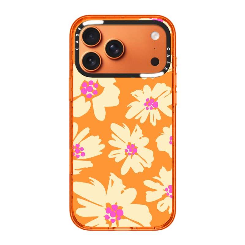 CASECASE X Summer Blossom Orange Clear Hard Từ Hút Tác Động Dành Cho Apple IPhone 12 13 14 15 16 17 Pro Max Air Plus Có Hộp