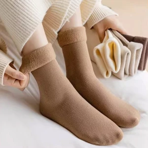 Tất Lót Lông Cổ Cao Sinh Nhiệt Chất Dày Cho Mùa Đông Siêu ấmTông Màu Pastel Trà Sữa