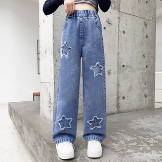 QuầN Jeans ốNg RộNg Bé GáI ThiếT Kế HìNh Sao Phong CáCh HàN QuốC Phù HợP QuầN Jean ốNg RộNg