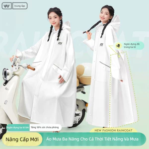 Áo mưa dài thời trang, chất liệu PVC cao cấp, mềm mại và thoáng khí, phù hợp làm áo mưa đi xe máy