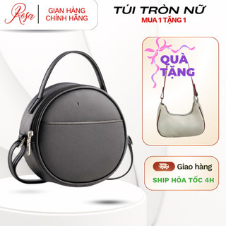 (TẶNG TÚI KẸP NÁCH )- Rosa'bag  Túi đeo chéo Thời trang nữ dáng tròn phối ngăn size 18 và 11 - Túi đeo chéo da TN-0026