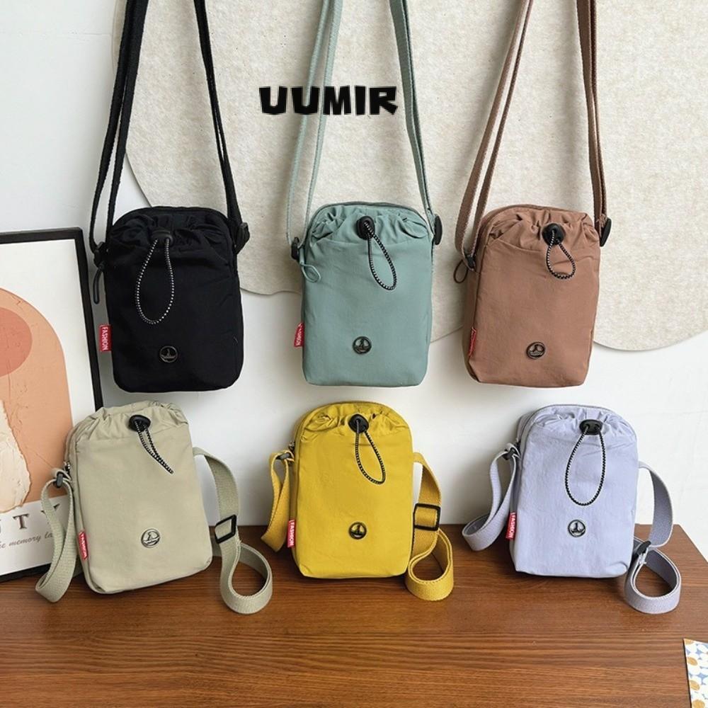 UUMIR Túi đeo chéo UUMIR, Túi đeo vai đơn bằng vải Nylon thông thường, Màu trơn đa năng Phong cách thể thao Dây rút Túi nhỏ Unisex