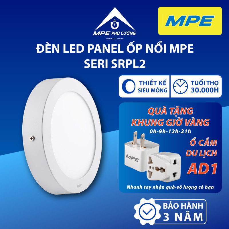 Đèn Led Panel Ốp Nổi MPE nhựa, mặt tròn SRPL2, Led Panel tròn Ốp Trần 12W, 18W, 24W, tích hợp Driver (DOB) trong đèn