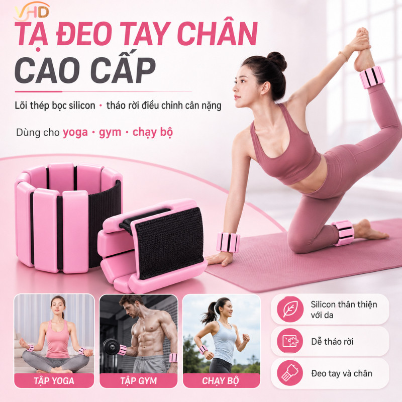 Tạ Đeo Tay Chân Lõi Thép Bọc Silicon Cao Cấp, Tháo Rời Điều Chỉnh Cân Nặng, Bột Sắt Mịn, Tạ Kháng Lực Tháo Rời Tập Gym