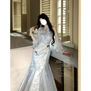 Bộ sườn xám đuôi cá cải tiến phong cách Trung Hoa Cao Cấp Thanh Lịch và Áo khoác mỏng mùa hè cho Nữ