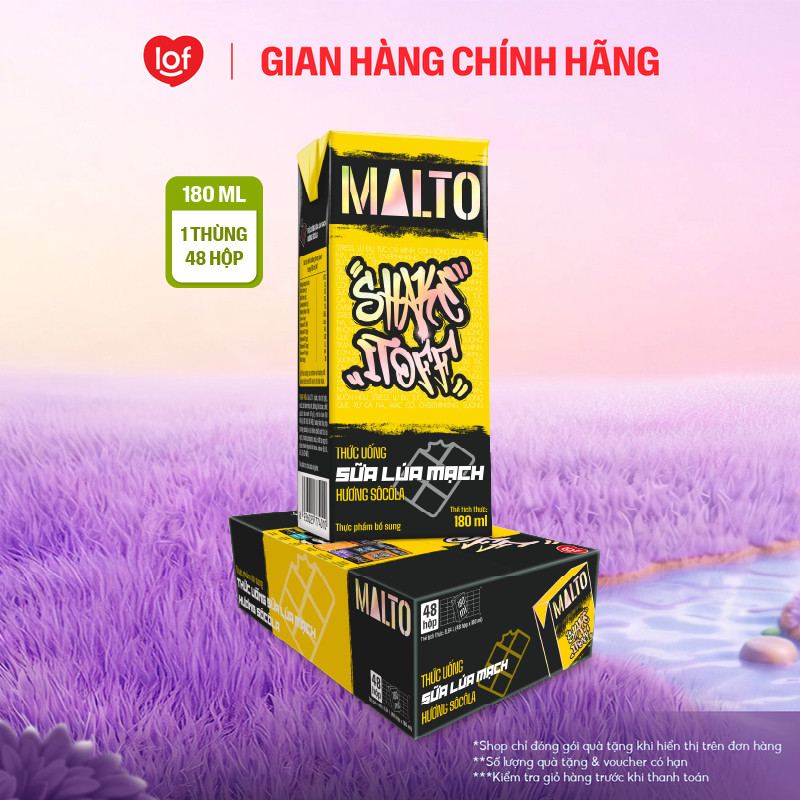 Sữa lúa mạch MALTO Shake It Off hương sôcôla thùng 48 hộp x 180ml