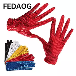 FEDAOG Shining Sequins Găng Tay Punk Bụng Iatin Nhảy Múa Disco Trang Phục Câu Lạc Bộ Handwear