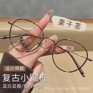 Kính khung tròn nhỏ siêu nhẹ Khung khung mỏng phong cách Nhật Bản cao cấp Kính học sinh phong cách ins