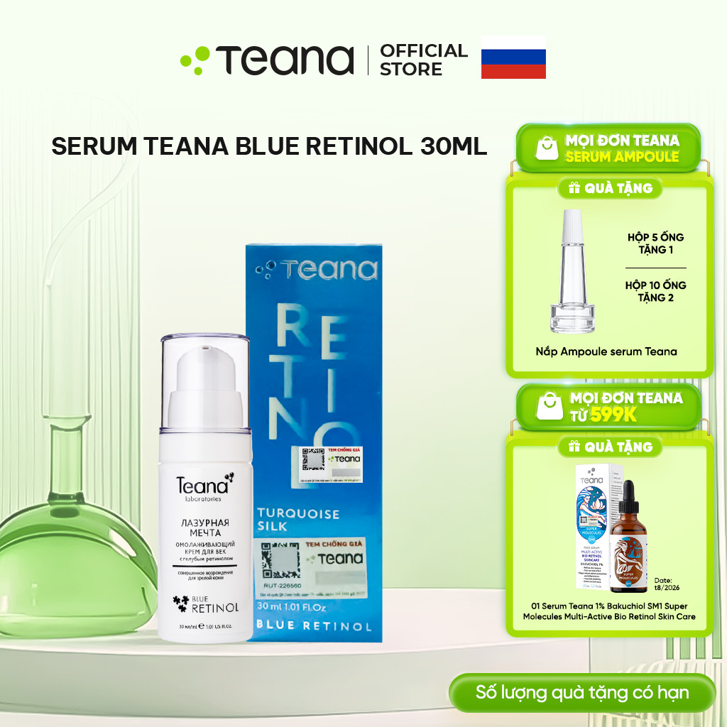 Serum Teana Rejuvenating With Blue Retinol Turquoise Silk giúp tái tạo, trẻ hoá da 30ml