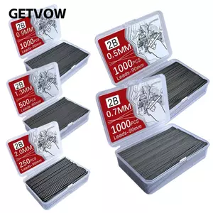 GETVOW 250 / 500 / 1000 CÁI Đổ bút chì tự động, 0.5 / 0.7 / 0.9 / 1.3 / 2.0mm Chì bút chì cơ khí than chì, Chiều dài 90mm Bút chì cơ màu đen có thể xóa được